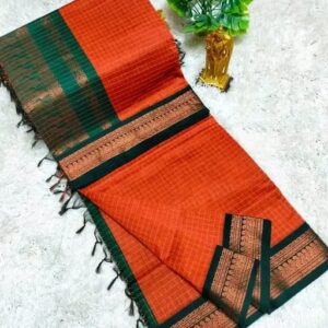 Pure checked Cotton Sarees/Kalyani Cotton checked Sarees/Lata Gathwal Paithani Sarees